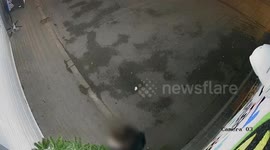 Real-life Grinch gets instant karma after he karate kicks community's Christmas tree and is sent sprawling on the ground