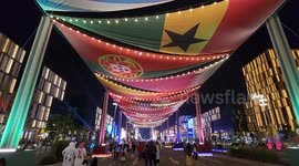Fans gather on the Doha's streets during on the sidelines of the World Cup