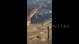 Cars stranded in floodwaters as heavy rains hit Brazil