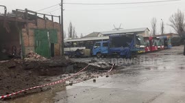 Russian missiles strike bus depot in Ukraine
