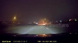 Moment Ford Mustang rear-ends random car during crazy street racing