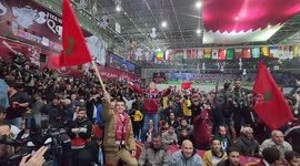 Palestinians celebrate Morocco victory over Spain at World Cup in Qatar