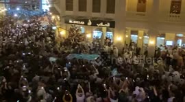 Argentina fans celebrate in Doha at the World Cup