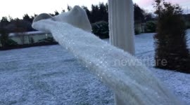 Arctic air freezes kilt socks into rock-hard rods of ice in the Scottish Highlands
