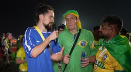 Brazil fans sing to Lionel Messi and Argentina during the World Cup
