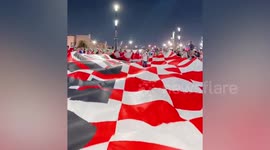 Croatia fans wave giant flag to celebrate World Cup victory over Brazil
