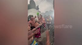Grandmother drenched in beer while celebrating Argentina victory over Netherlands at World Cup