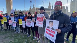 Bangladeshis  protest Sheik Hasina outside British Parliament