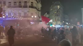 Moroccans celebrate qualification to semi-final in historic win in Brussels, Belgium