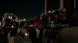 Moroccon fans celebrate semi-final in London’s Trafalgar Square