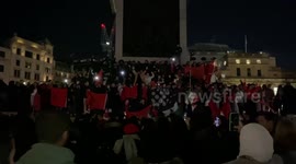 Moroccon fans celebrate semi-final in London’s Trafalgar Square