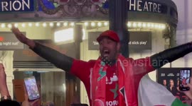 World Cup: Morocco fans let off fireworks and climb lamp posts in London's Piccadilly Circus