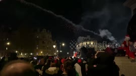 Fireworks fired as Moroccon fans celebrate semi-final in London’s Trafalgar Square