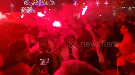 Torches and smoke bombs in Madrid, Spain, as Morocco qualifies for semi-final
