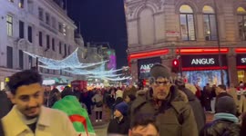 Morocco fans stop and climb on buses, disrupting traffic in London