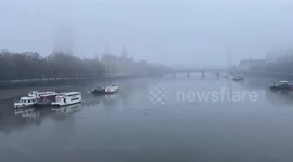 UK weather: Freezing fog over Westminster in central London