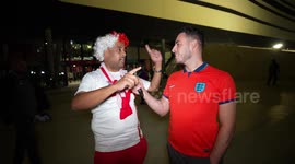 England fans react after losing to France in the 2022 World Cup quarter-final