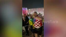Croatia fan taunts Brazil fan asking 'where is the airport?