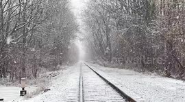 Beautiful snowfall on the railroad near Rochester