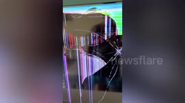Husband pranks his furious wife with 'cracked screen' on their TV