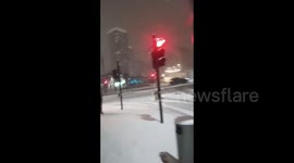 A walk through snowfall in London, UK