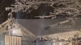 Snowfall in London neighbourhood, UK