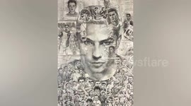 Chinese football fans pay tribute to Cristiano Ronaldo by drawing his portraits