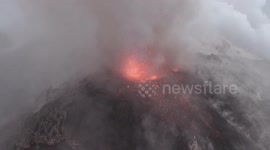 Aerial footage of Guatemala's Volcán de Fuego activity that forced airport closure