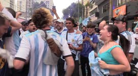 Fans celebrate Argentina's 3-0 win over Croatia in São Paulo, Brazil