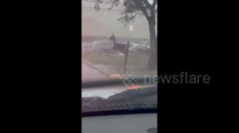 Parts of buildings blown off during severe thunderstorms in Texas, US