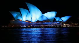 Opera House lights up blue to commemorate Qld police officers killed in shooting, Sydney, Australia