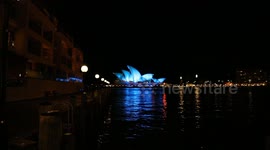 Opera House lights up blue to commemorate Qld police officers killed in shooting, Sydney, Australia