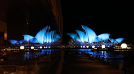 Opera House lights up blue to commemorate Qld police officers killed in shooting, Sydney, Australia