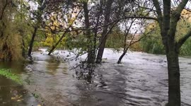 The river overflowed its banks in the Spanish city of Plasencia