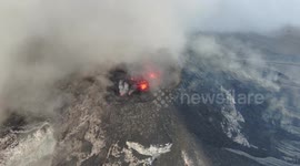 Voclano El fuego, Guatemala, air footage above crater