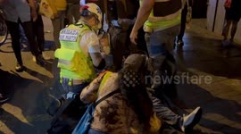 Injured protester in Lima Peru unconscious after clashes with riot police.