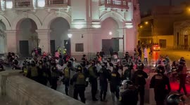 Huge police presence in central Lima after nights of riots in the city.