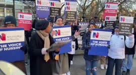 Nurses stage protest outside St Thomas’ Hospital as biggest UK nurse strike in history begins