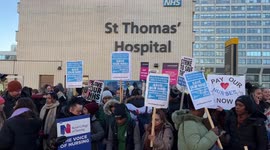 NHS strike picket at St thomas hospital, London