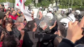 Scuffles break out during protest in Athens, Greece near parliament building