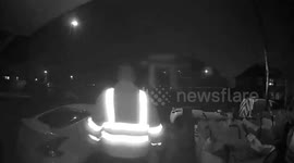 Doorbell camera captures man slipping on icey driveway in West Yorkshire