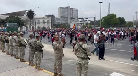 Military on the streets of Lima as huge numbers of protestors march through the city to protest Castillo’s overthrow and demand new elections