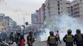 Peruvian police fire tear gas at angry protesters in Lima