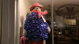 Adorable Paddington Bear made of Christmas Decorations in London's Victoria