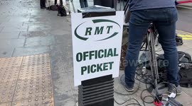 Picket at Euston Station as UK rail strikes continue