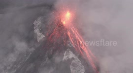 4K drone footage of Fuego volcano near Guatemala City
