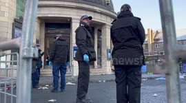 Police forensic outside Brixton Academy after  thousands of people  timed out for already sold out concert by Afrobeat artist  Asake