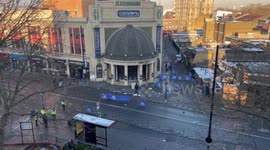Police forensic outside Brixton Academy after  thousands of people attended a already sold out concert by Afrobeat artist  Asake