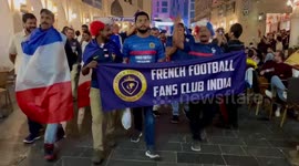 France fans parade through Doha 2 days before World Cup final vs. Argentina
