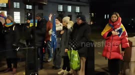 Ukrainian singing Ukraine National Anthem, London, UK